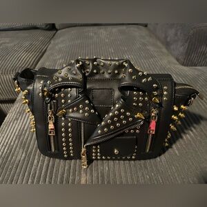 AKIRA Black Studded Crossbody Bag